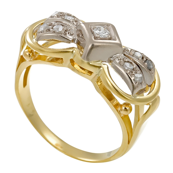 Ring, 14K, Gelb-/Weißgold, Brillant, Diamanten