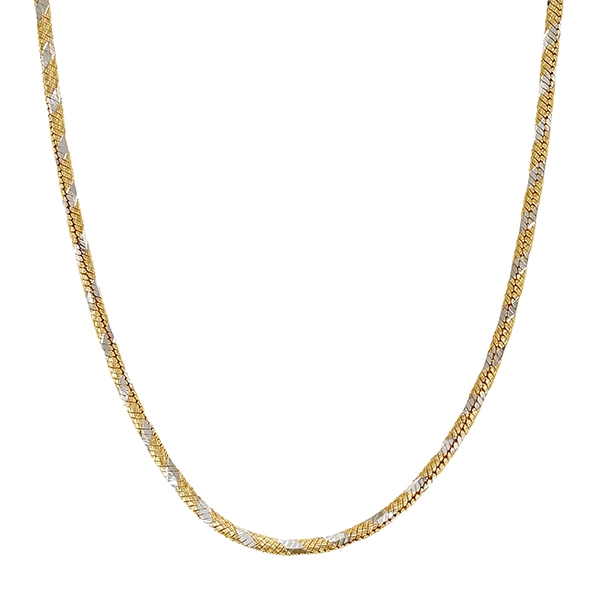 Goldkette, 14K, Gelb-/Weißgold, Schlangen-