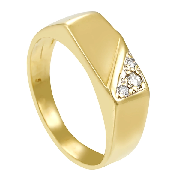 Herrenring, 14K, Gelbgold, Brillanten