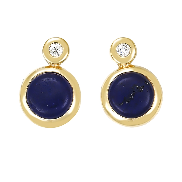 Ohrstecker, 14K, Gelbgold, Lapis, Brillanten