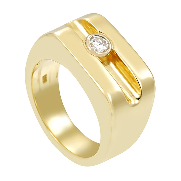 Herrenring, 14K, Gelbgold, Brillant