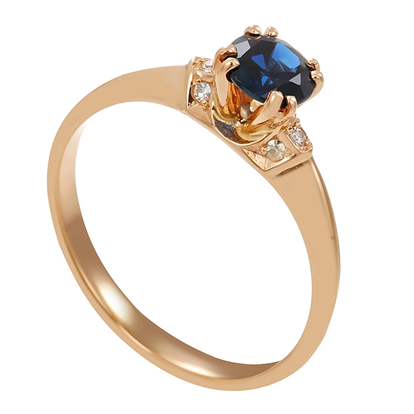 Ring, 14K, Gelb-/Rotgold, Saphir, Diamanten