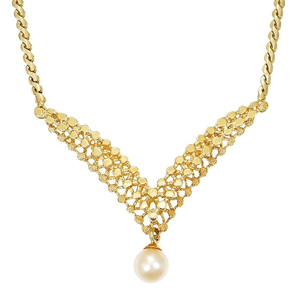 Collier, 14K, Gelbgold, Perle