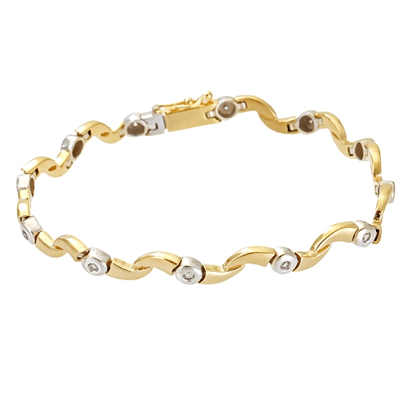 Armband, 14K, Gelb-/Weißgold, Brillanten