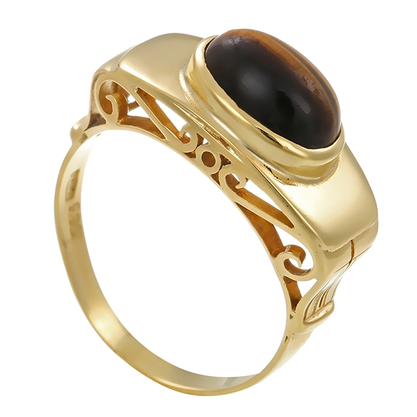 Ring, 14K, Gelbgold, Tigerauge