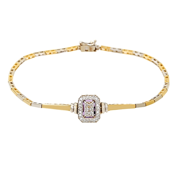 Armband, 14K, Gelbgold, Weißgold, Amethyst, Brillanten