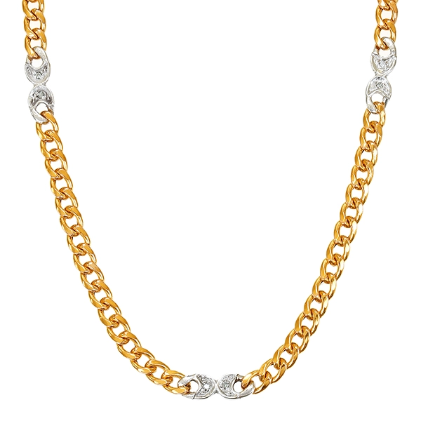 Collier, 8K, Gelb-/Weißgold, Diamanten