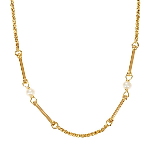 Collier, 14K, Gelbgold, Perlen