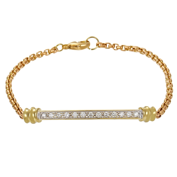 Armband, 14K, Gelbgold, Brillanten 0,39 ct, Erbs-, Länge 18,0 cm