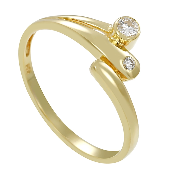 Damenring, 14K, Gelbgold, Brillanten