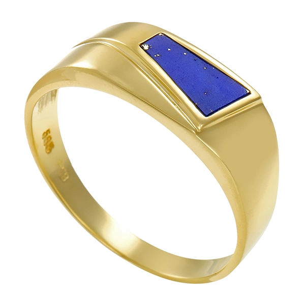 Herrenring, 14K, Gelbgold, Lapis, U65