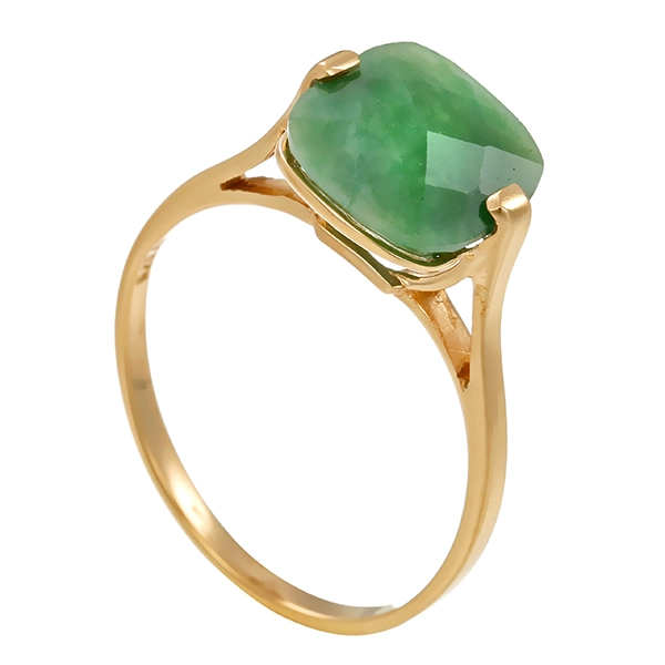 Ring, 9K, Gelbgold, Jade