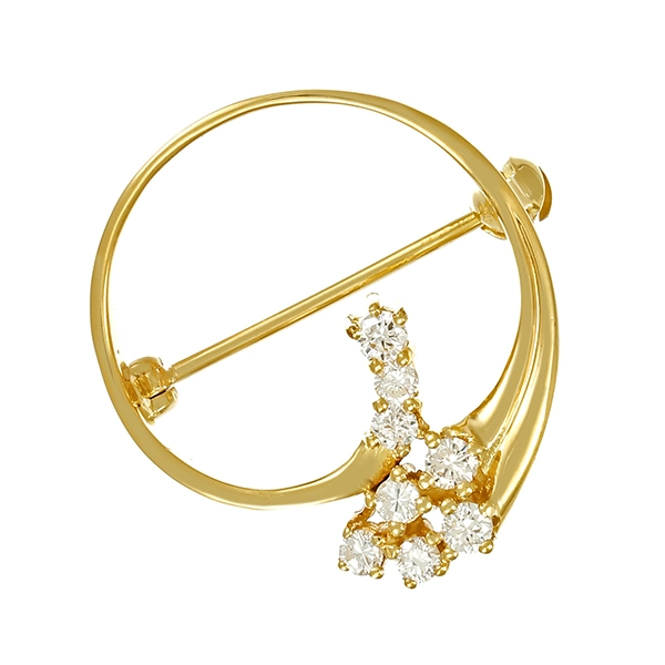 Brosche, 14K, Gelbgold, Brillanten