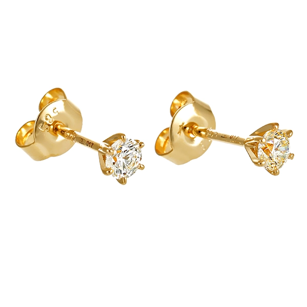 Ohrstecker, 14K, Gelbgold, Brillanten