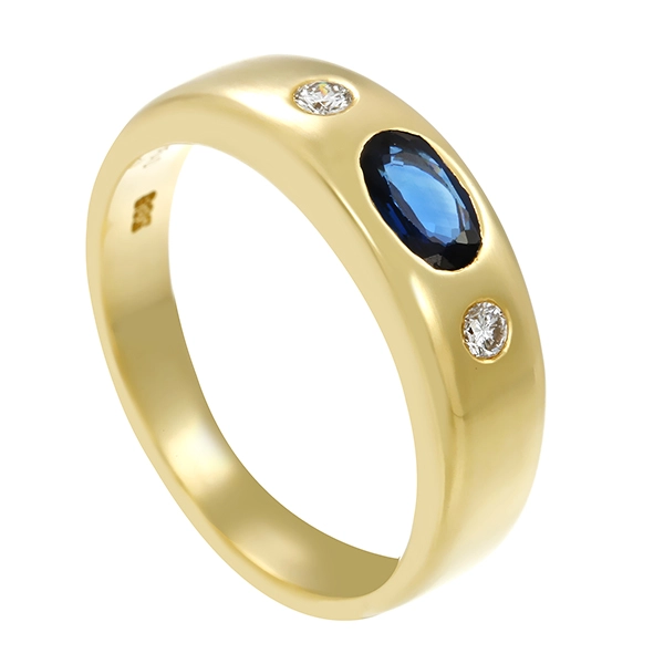 Ring, 14K, Gelbgold, Saphir, Brillanten