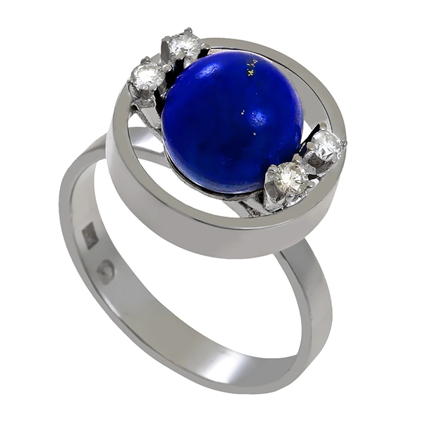 Ring, 18K, Weißgold, Lapis, Brillanten