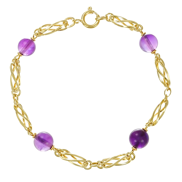 Armband, 14K, Gelbgold, Amethyst