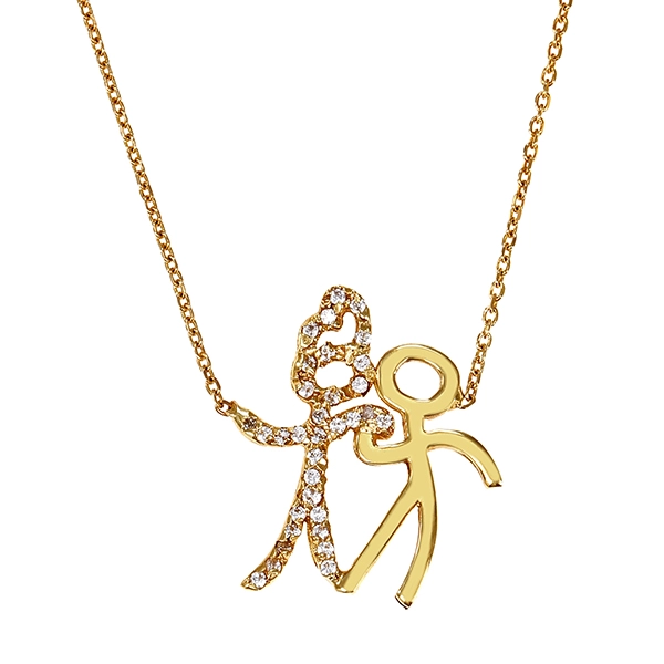 Collier, 14K, Gelbgold, Zirkonia