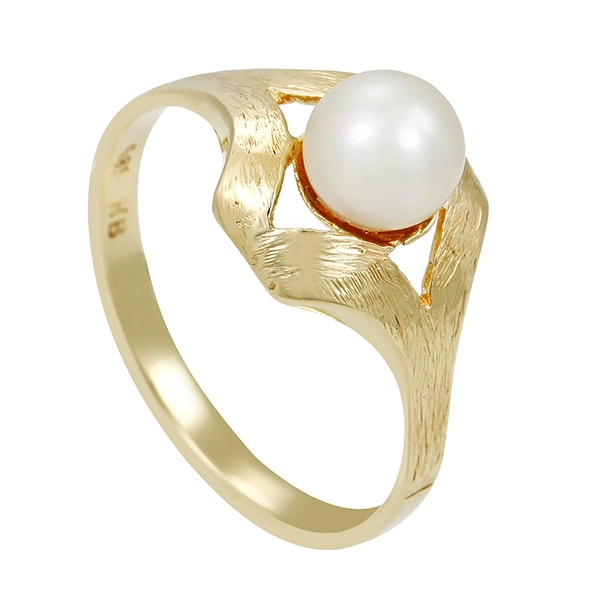 Ring, 14K, Gelbgold, Perle