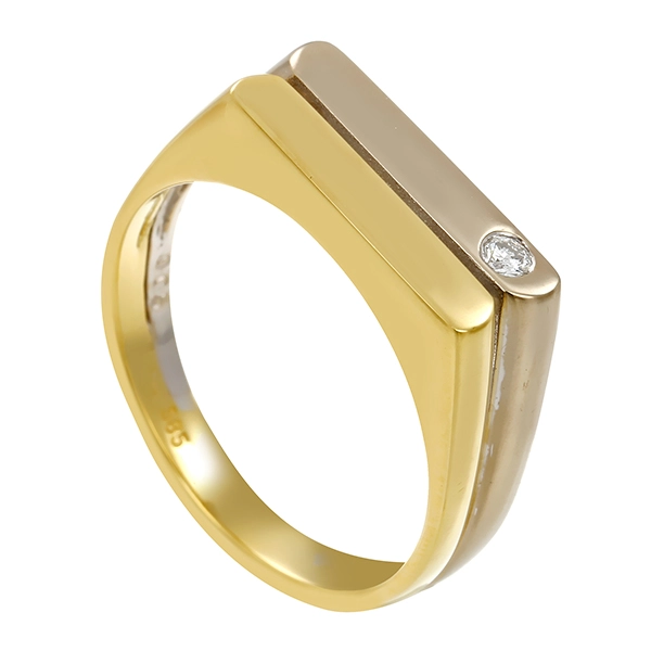 Herrenring, 14K, Gelb-/Weißgold, Brillant, U61