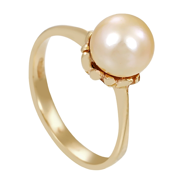 Ring, 14K, Gelbgold, Zuchtperle