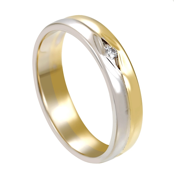 Diamantring, 14K, Gelb-/Weißgold, Brillant