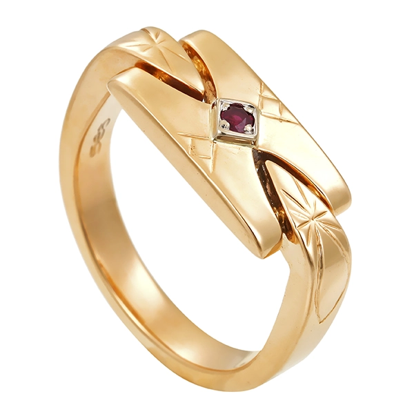 Ring, 14K, Gelbgold, Rubin