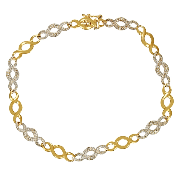 Armband, 14K, Gelb-/Weißgold, Diamanten 