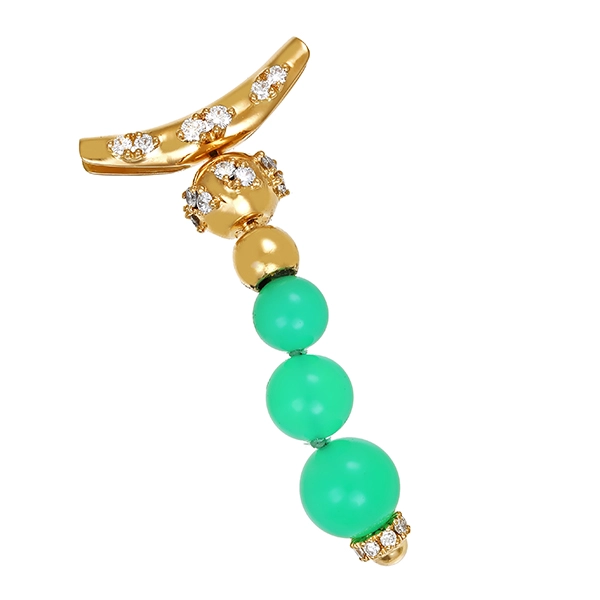 Anhänger, 18K, Gelbgold, Chrysoprase, Brillanten 0,88ct