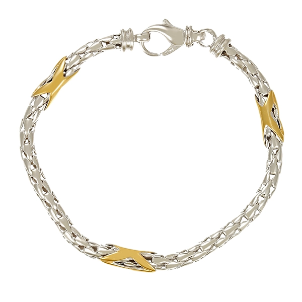 Armband, 18K, Gelb-/Weißgold, Himbeer.-, L 20 cm