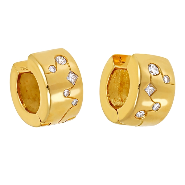 Creolen, 18K, Gelbgold, Diamanten, Brillanten