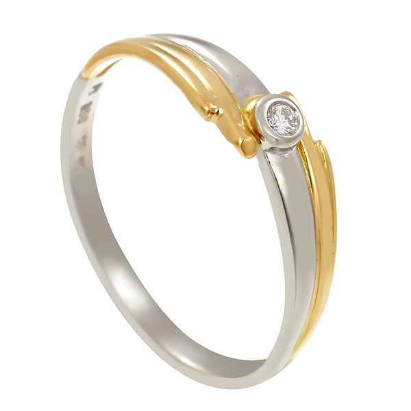 Diamantring, 950Pt, Platin/Gelbgold, Brillant 